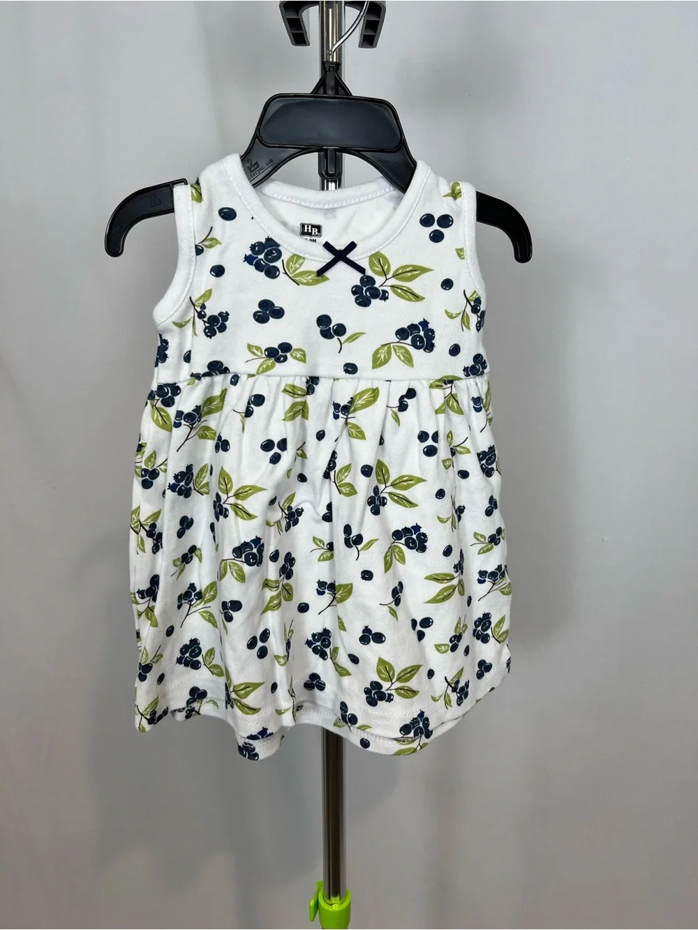 Navy Cardigan & White Blue Berry Print Baby Dress 6-9 months 100% Cotton